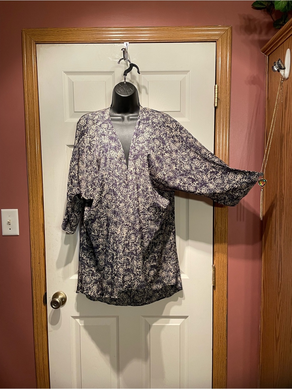 LuLaRoe Navy Floral Open Kimono